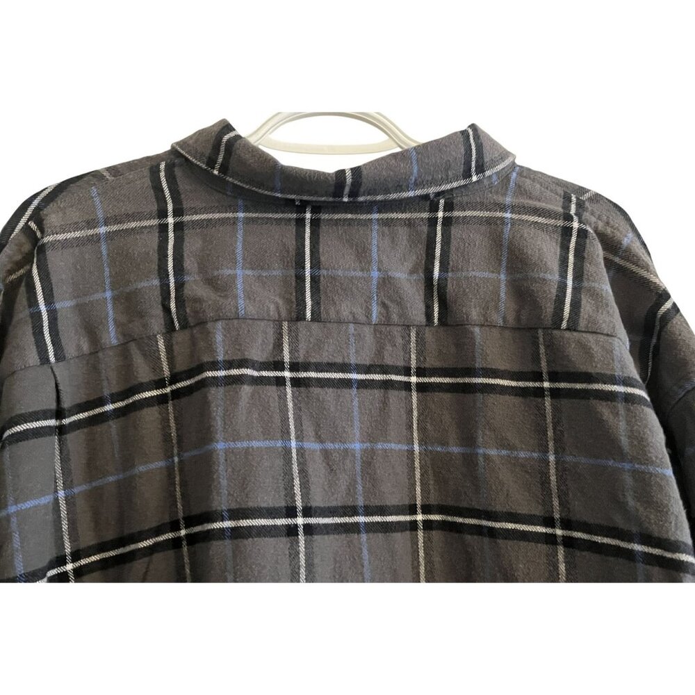 Wrangler Mens 3XL XXXL Gray & Blue Checkered Flannel Work Chore Shirt - Picture 6 of 10